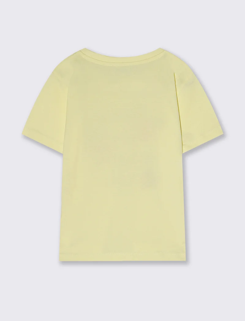 T-shirt bambina con stampa e spacchetti - Giallo