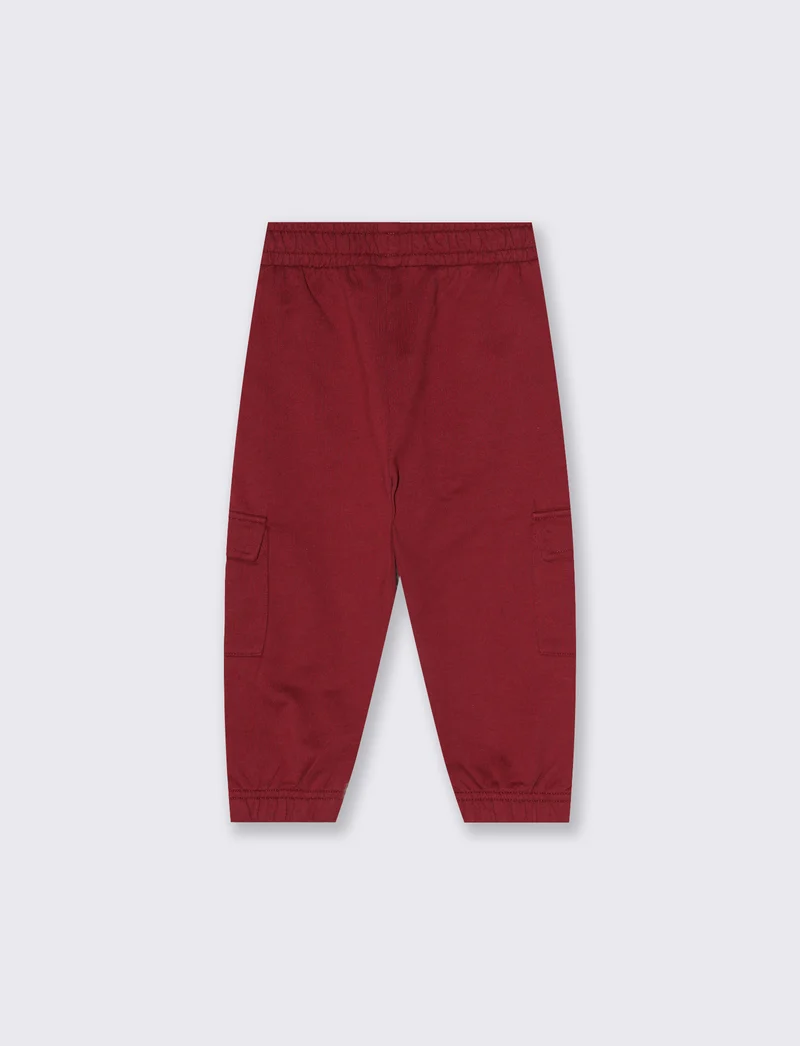 Pantaloni in cotone con tasconi e laccio - Bordeaux