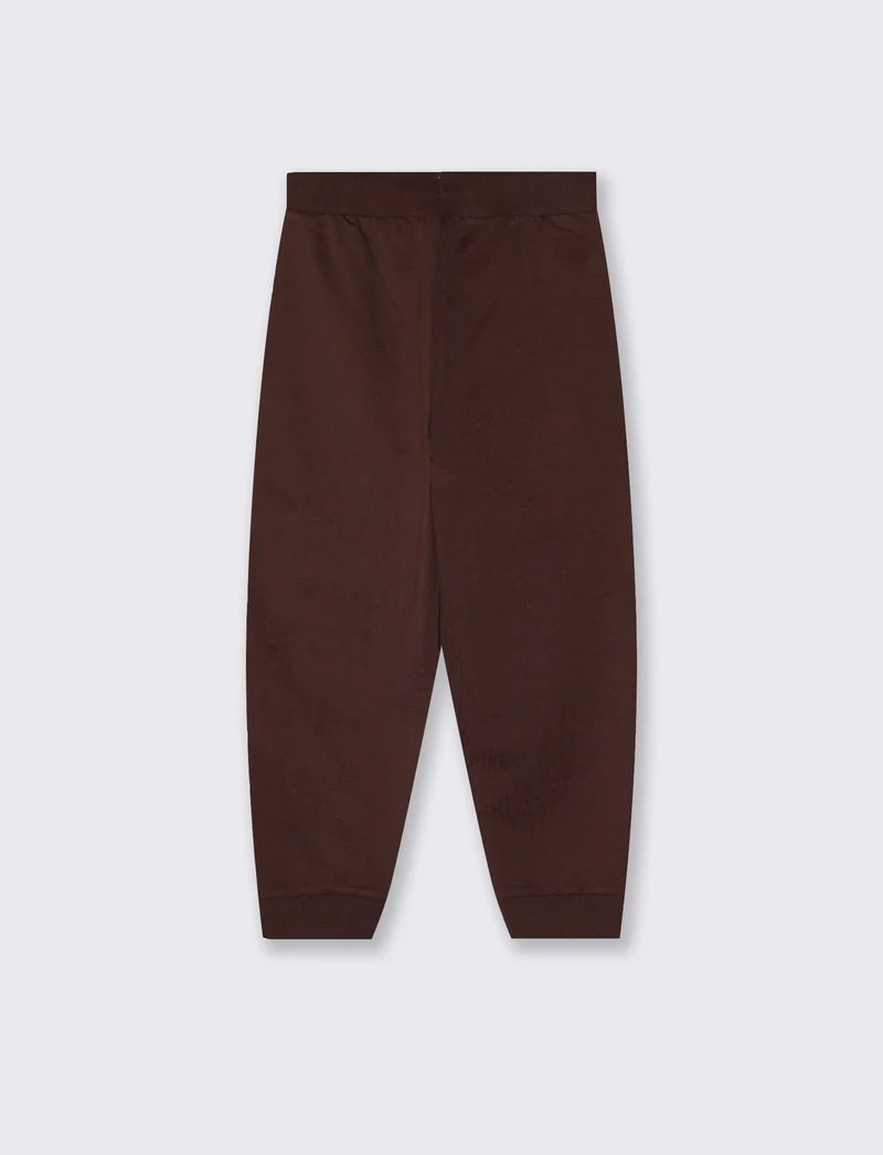 Jogger in cotone con tasche e coulisse - Marrone cioccolato