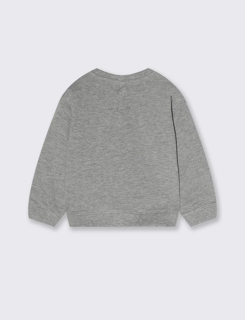 Felpa girocollo con stampa frontale - Grigio mel.