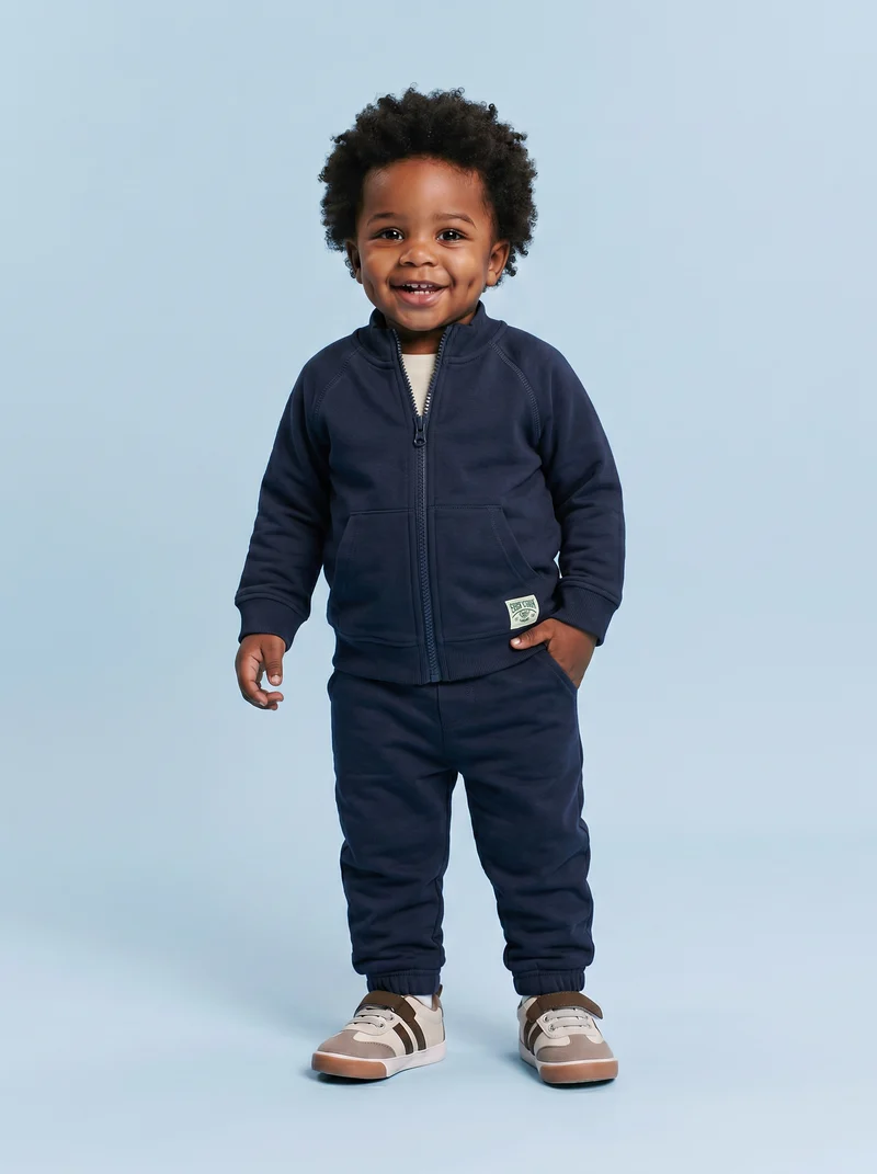Felpa con zip e patch sul fondo - Blu