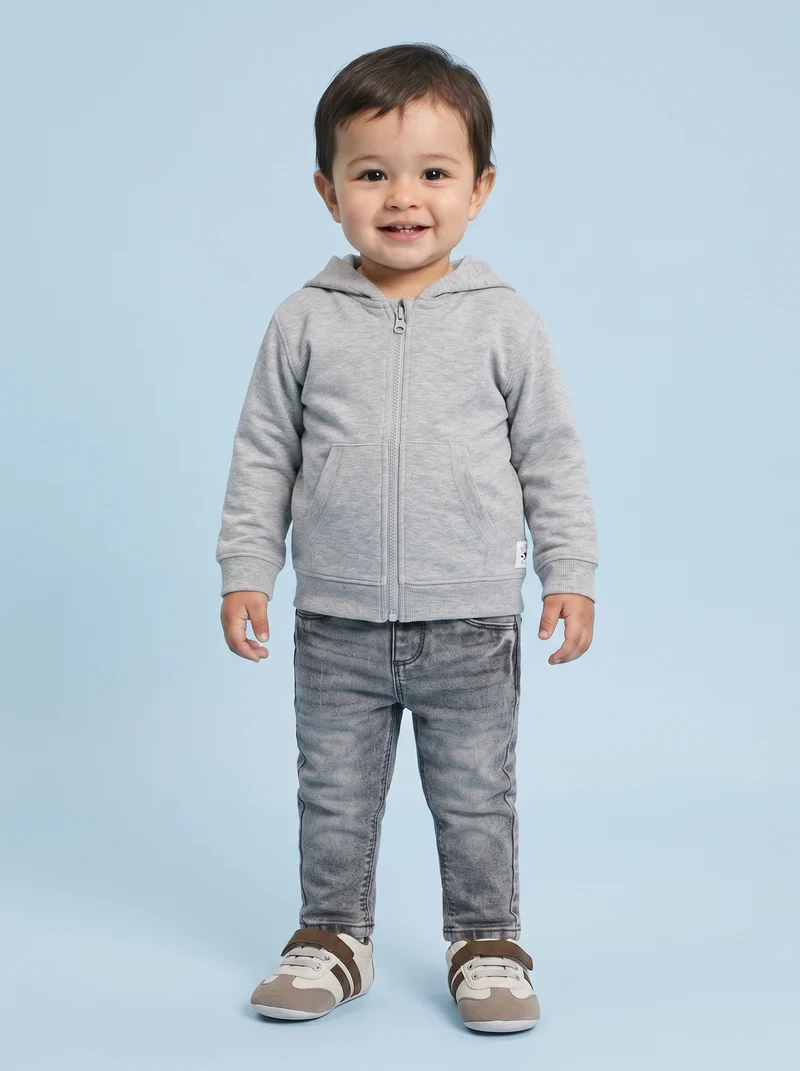 Jeans straight in denim elastico rotti - Nero