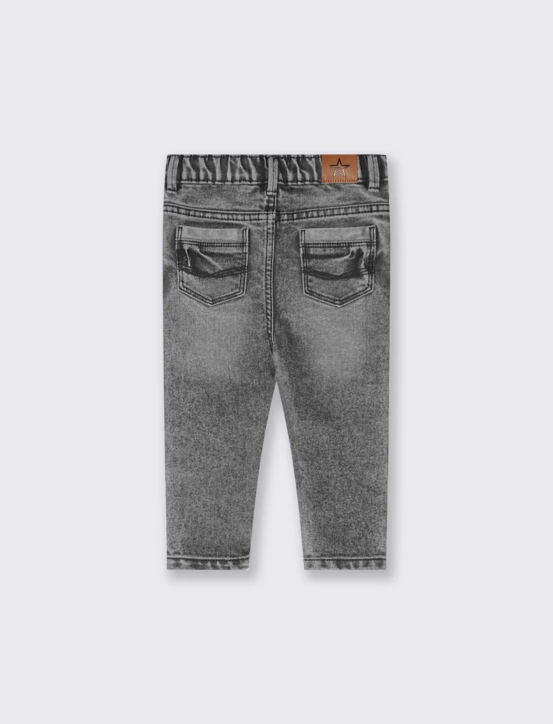 Jeans straight in denim elastico rotti - Nero