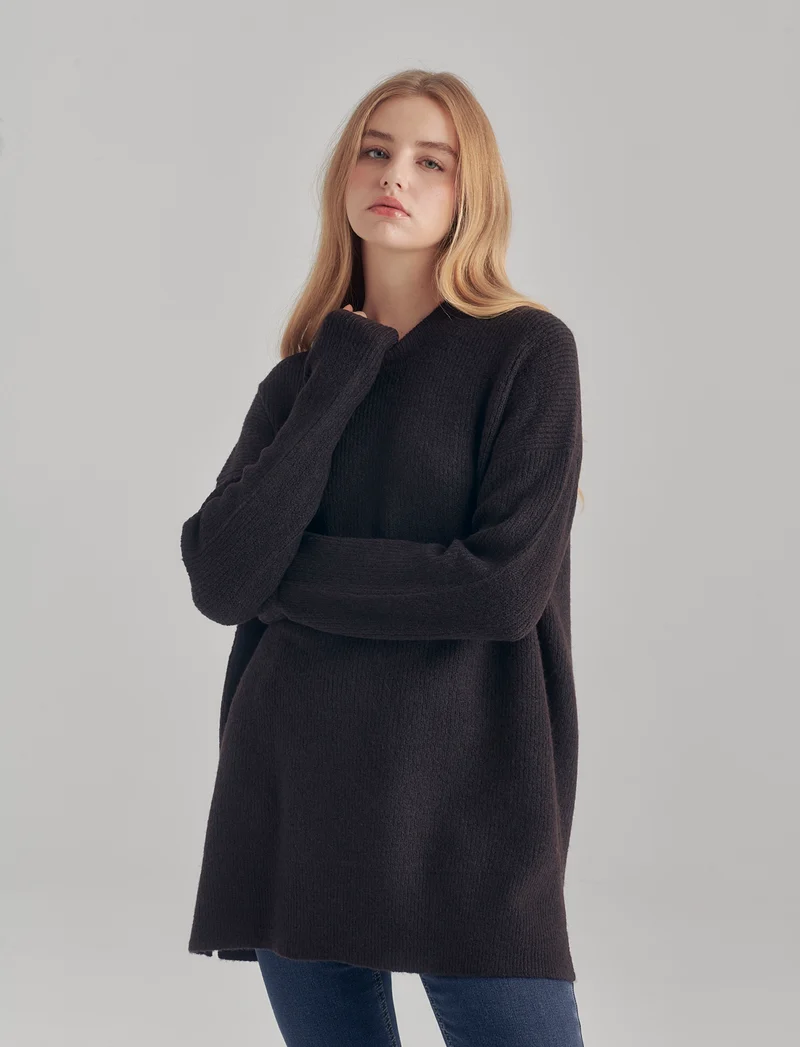 PULLOVER CON SPACCHI LATERALI - Moro