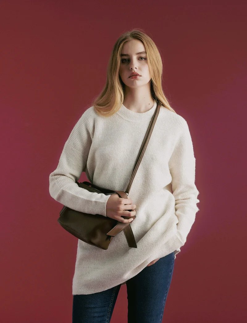 PULLOVER CON SPACCHI LATERALI - Avorio