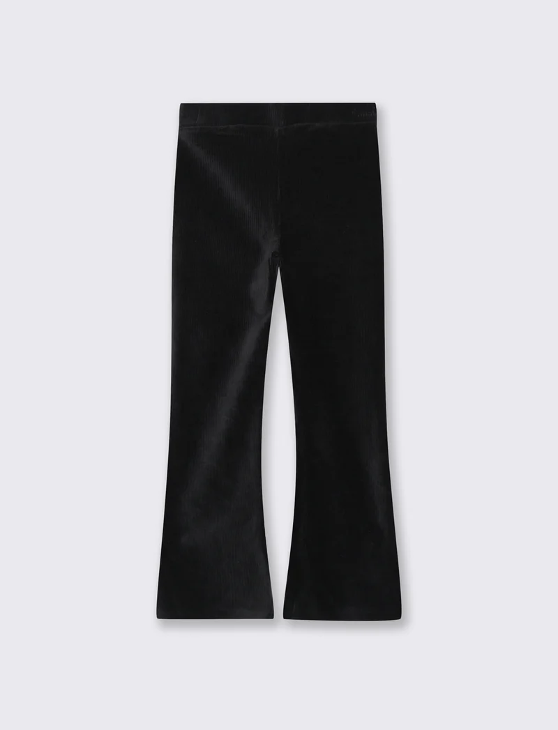 Leggings a zampa in velluto elastico. - Nero