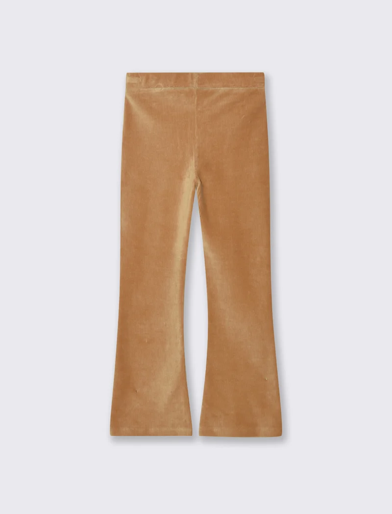 Leggings a zampa in velluto elastico. - Beige biscotto