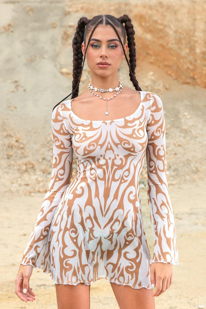 White Ritual Mesh Mini Dress