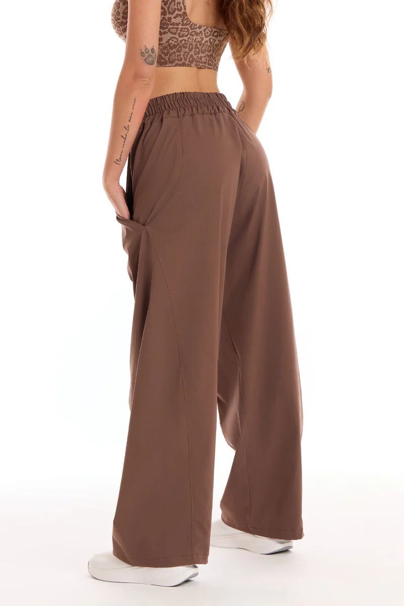 Pantalone Donna Baggy Origami Tabacco