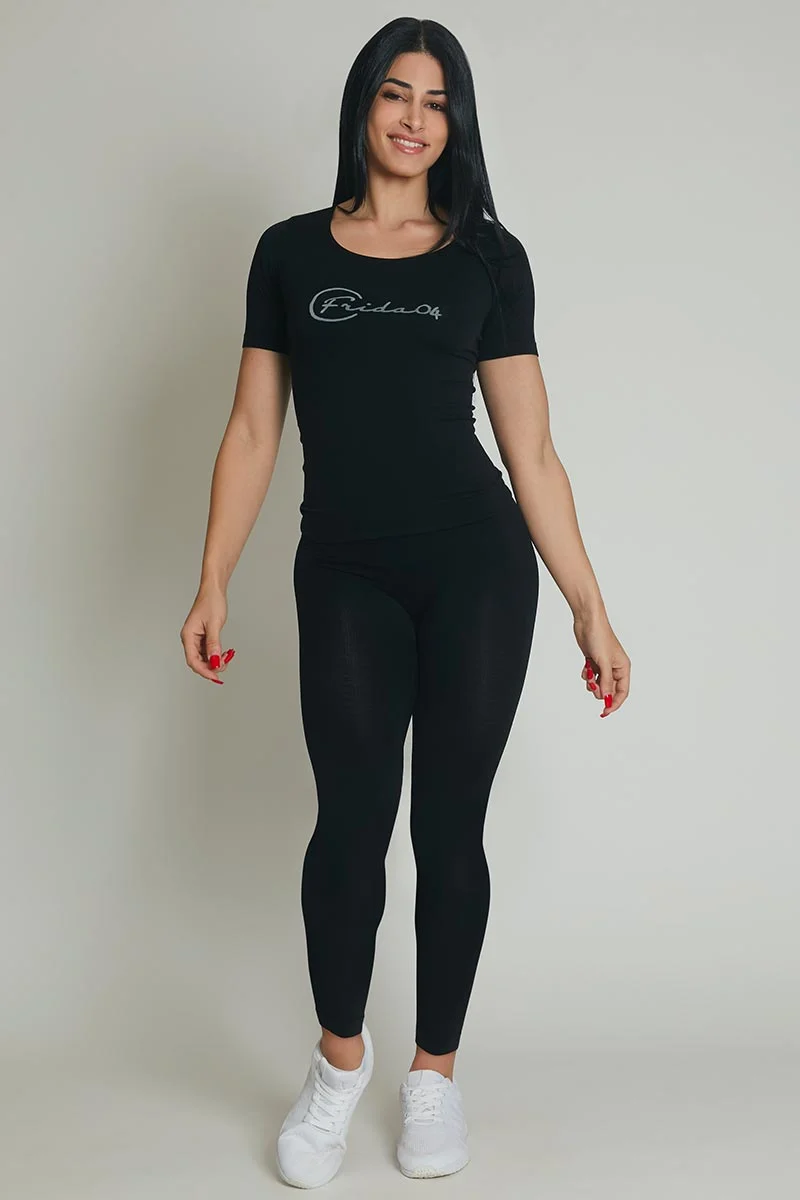 Pigiama Lungo Frida04 / Maglietta + Pantalone lungo Nero