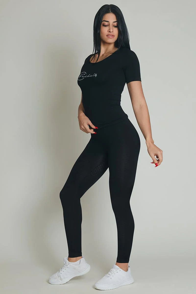 Pigiama Lungo Frida04 / Maglietta + Pantalone lungo Nero