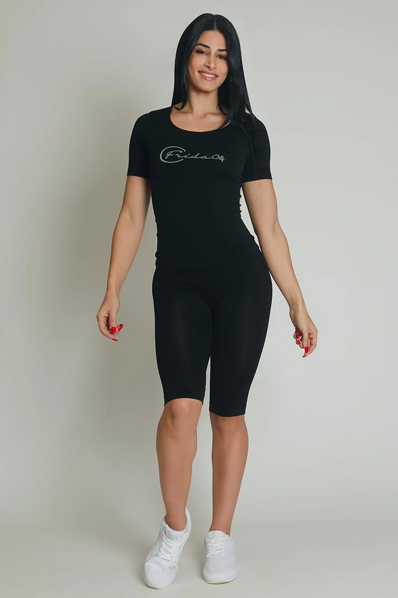 Pigiama Corto Frida04 / Maglietta + Pantalone corto Nero