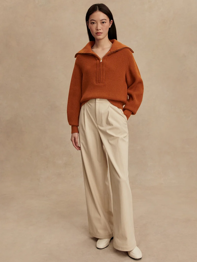 Maura Half Zip Rib Knit
