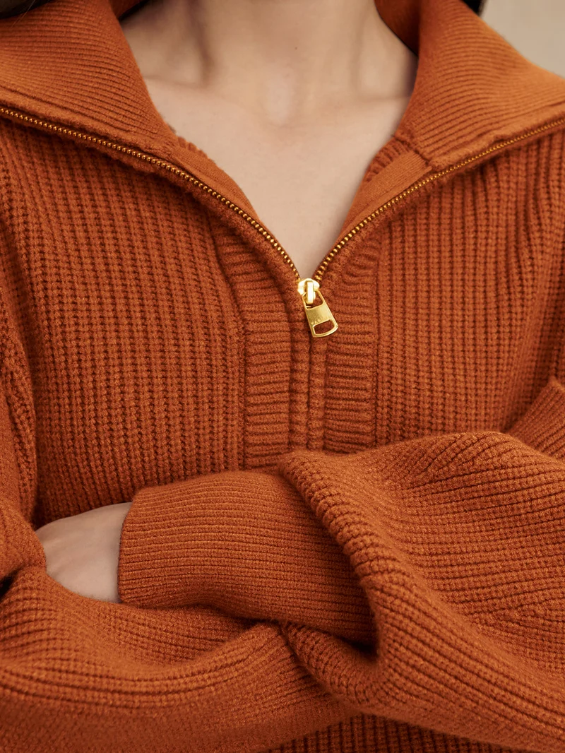Maura Half Zip Rib Knit