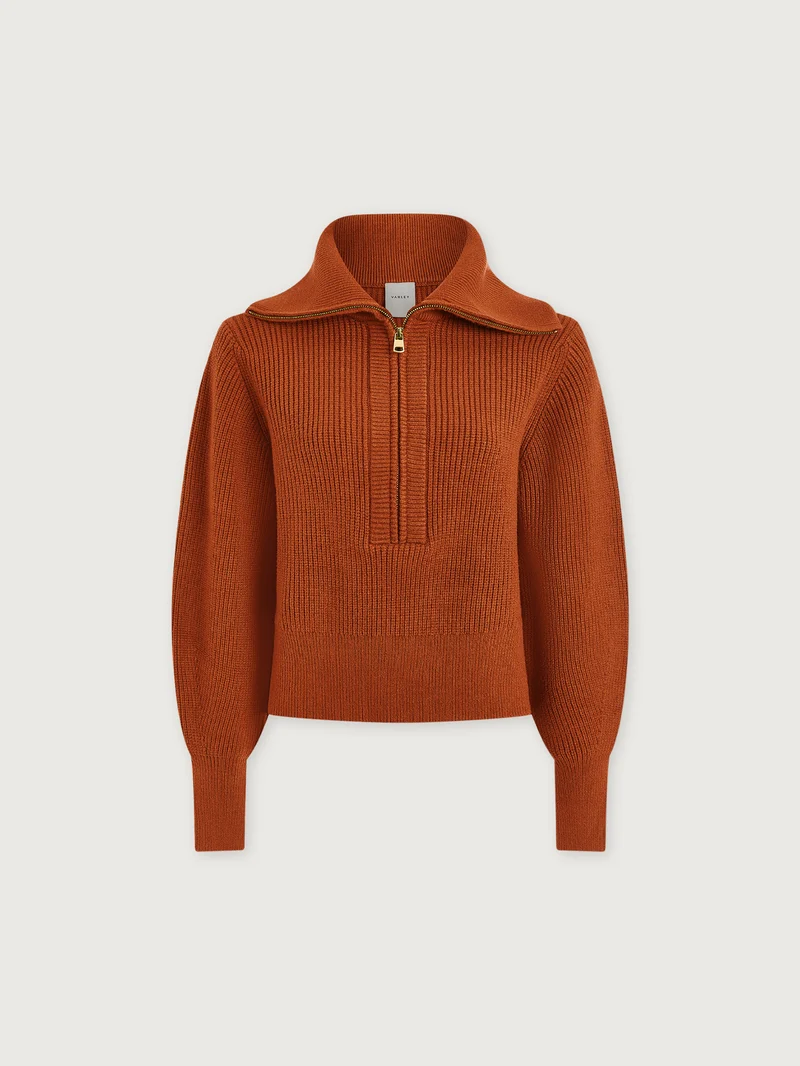 Maura Half Zip Rib Knit
