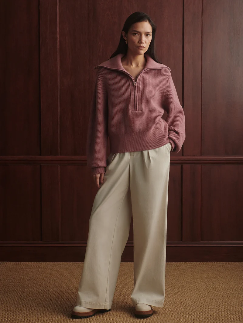 Maura Half Zip Rib Knit