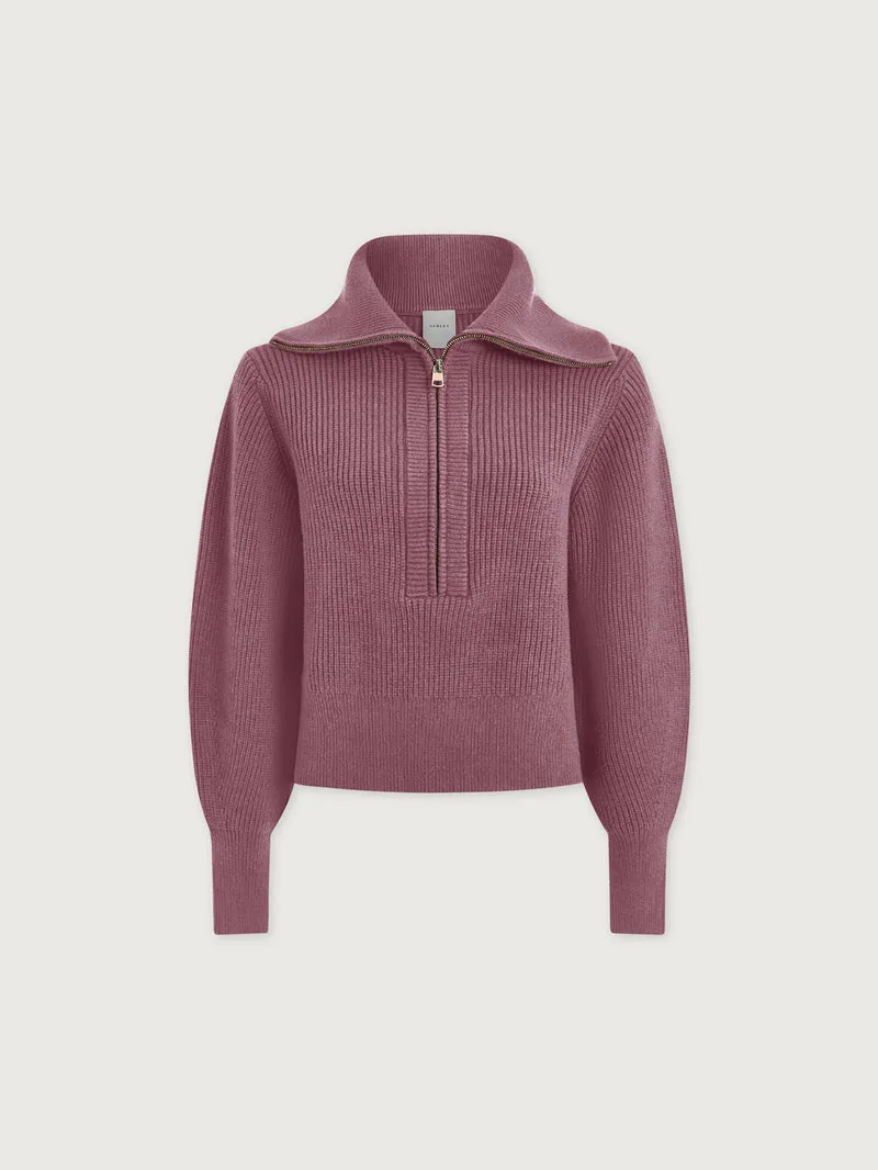 Maura Half Zip Rib Knit