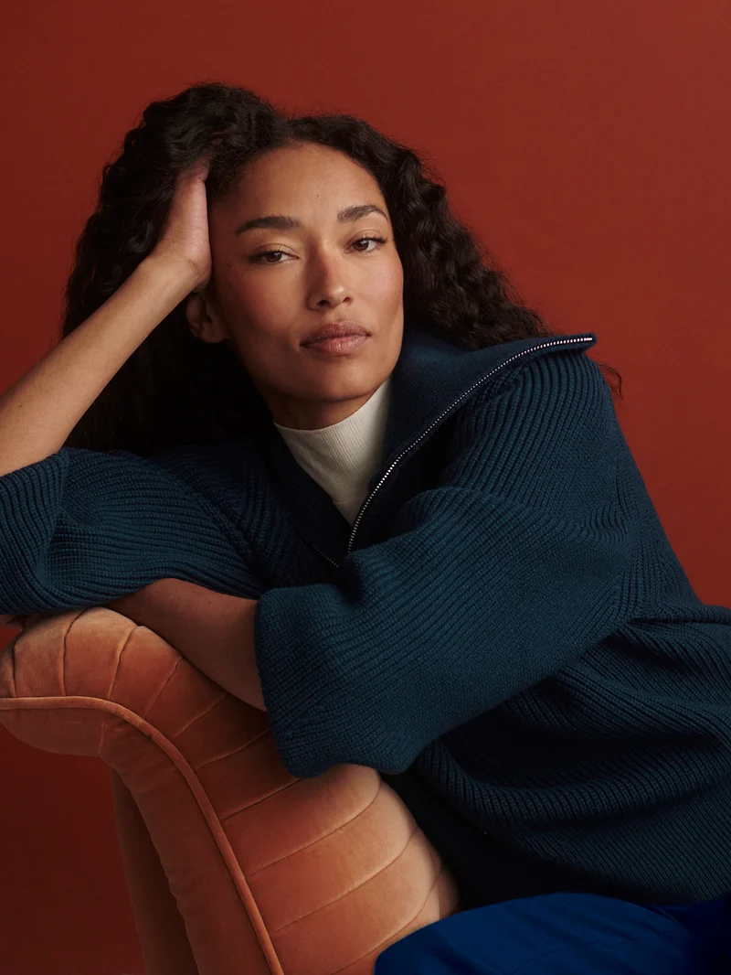 Maura Half Zip Rib Knit
