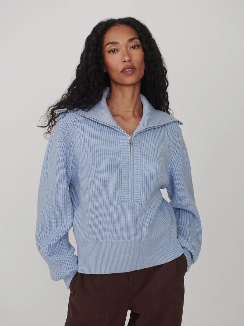 Maura Half Zip Rib Knit