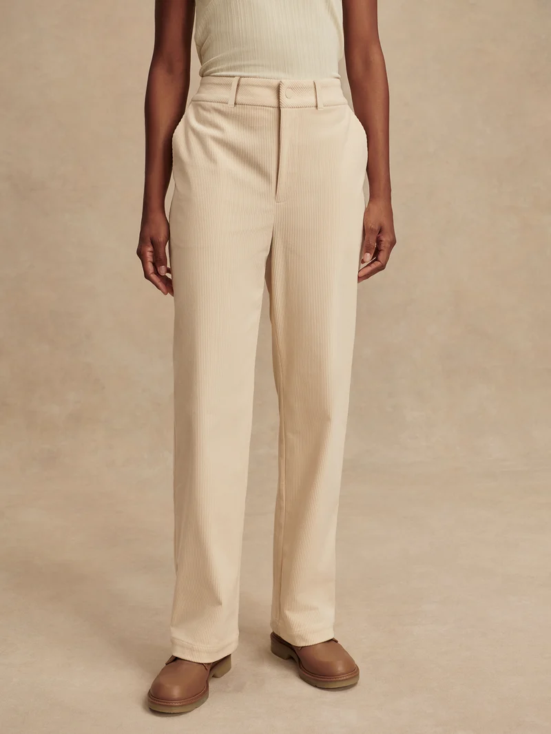 Plush Cord Straight Leg Trouser Long