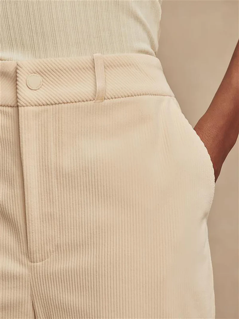 Plush Cord Straight Leg Trouser Long