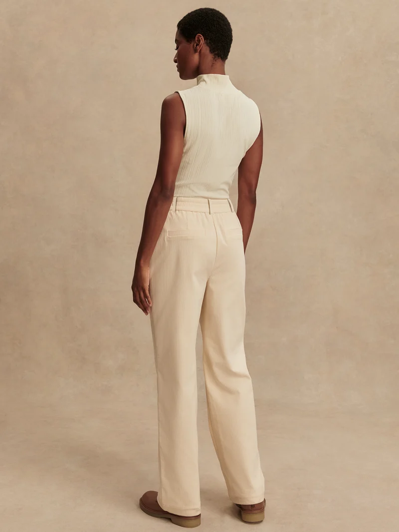 Plush Cord Straight Leg Trouser Long