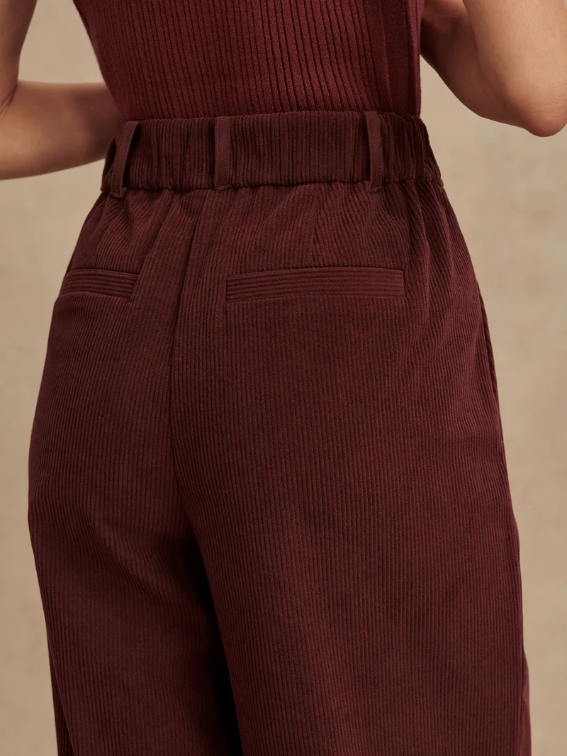 Plush Cord Wide Leg Trouser Long