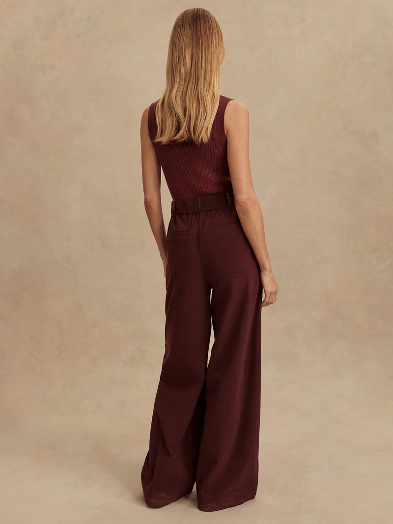 Plush Cord Wide Leg Trouser Long