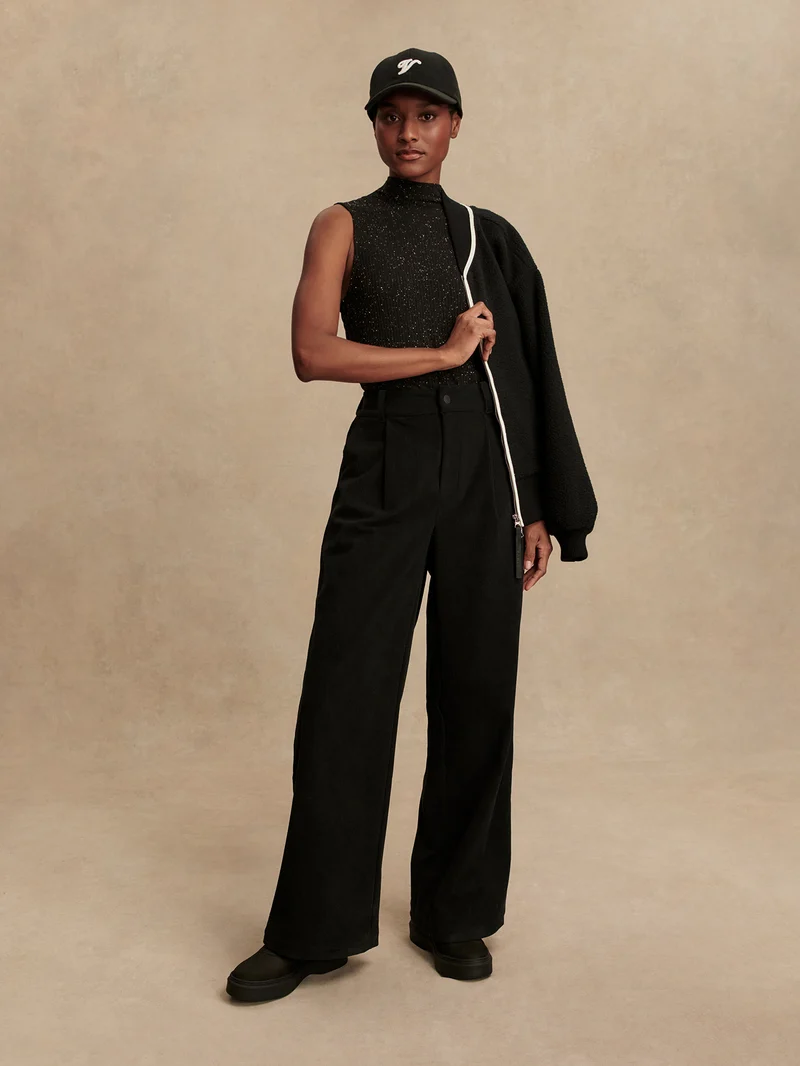 Plush Cord Wide Leg Trouser Long