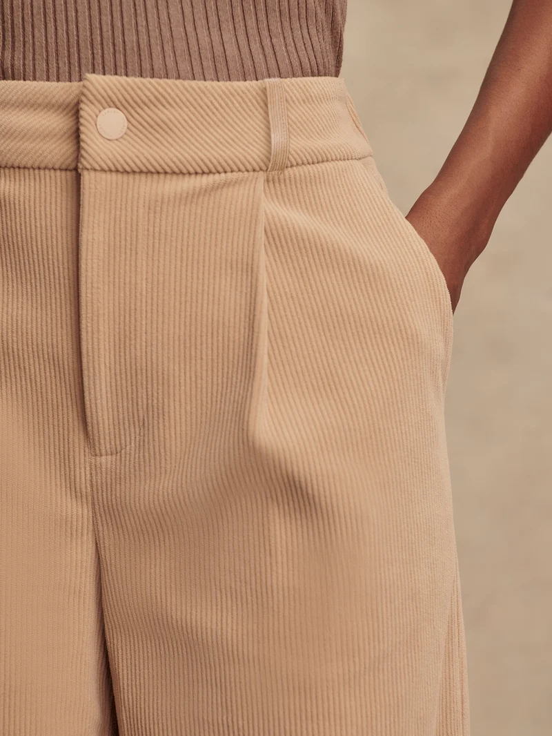 Plush Cord Wide Leg Trouser Long