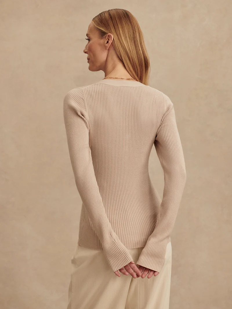 Blanca V-Neck Rib Knit Top