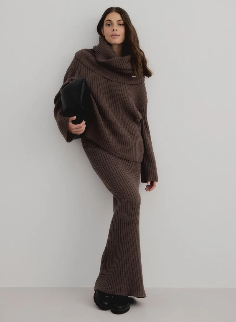 Macchiato Rib Knit Maxi Skirt