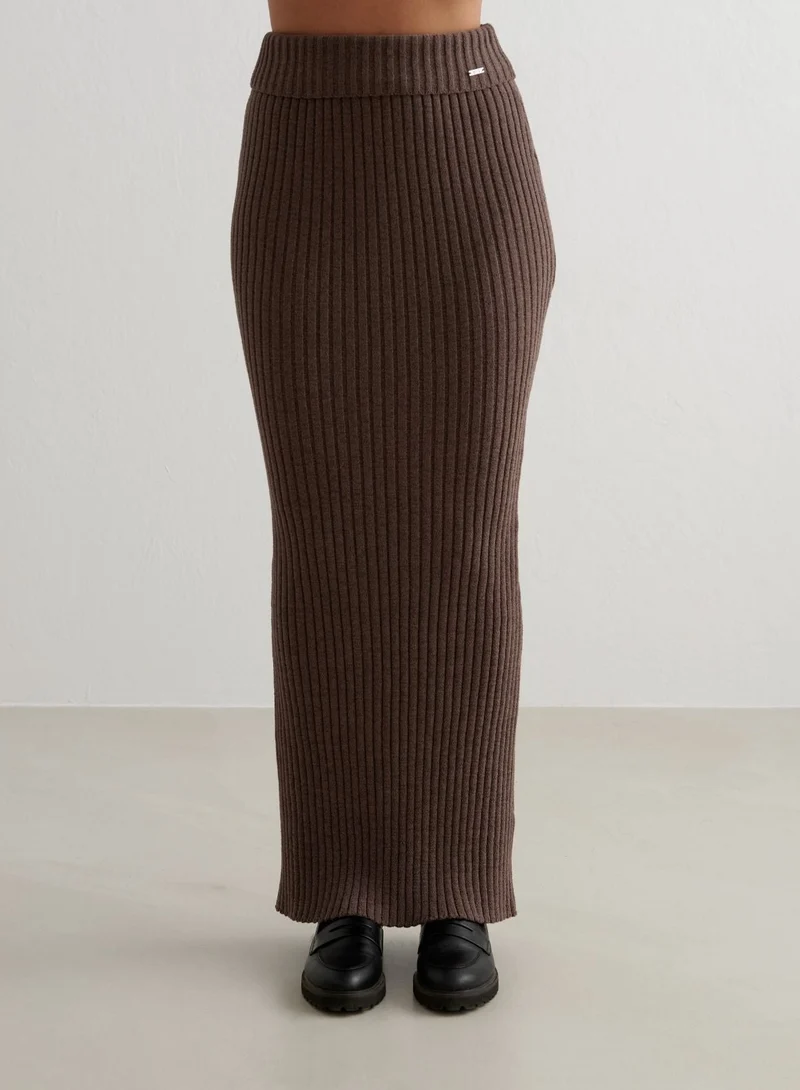 Macchiato Rib Knit Maxi Skirt
