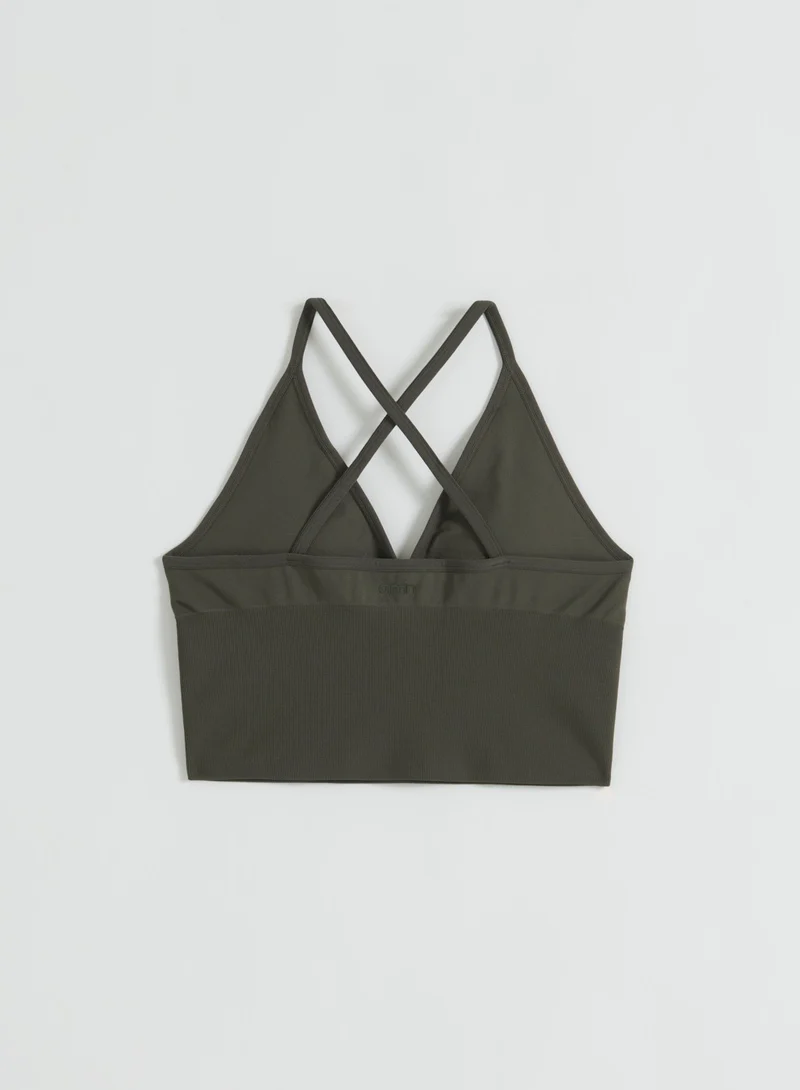 Dark Ivy Shape Seamless Cross Back Bralette