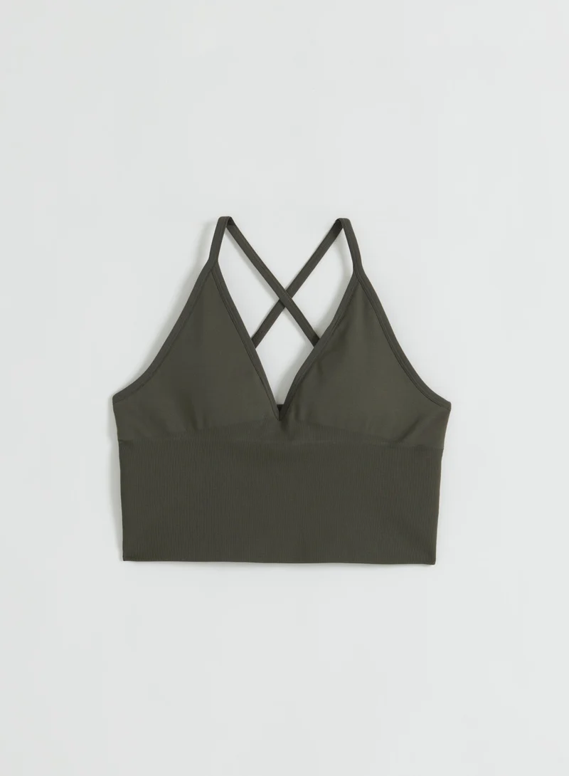 Dark Ivy Shape Seamless Cross Back Bralette