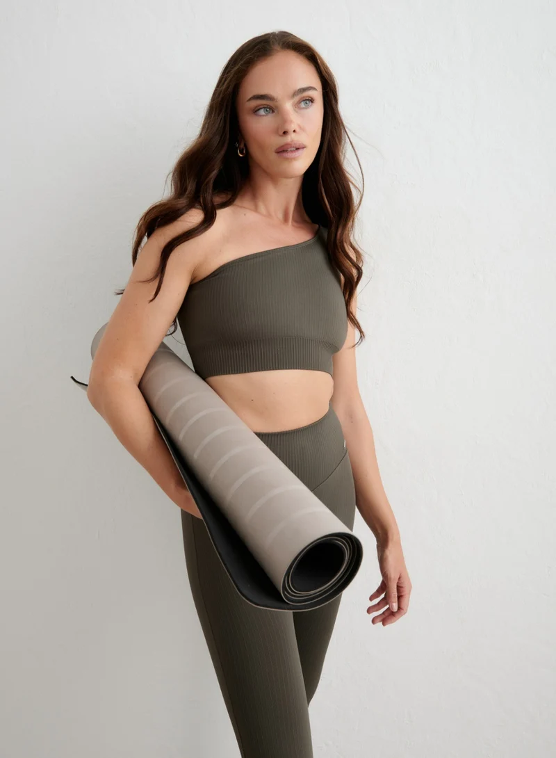 Dark Ivy Ribbed Seamless One Shoulder Bra