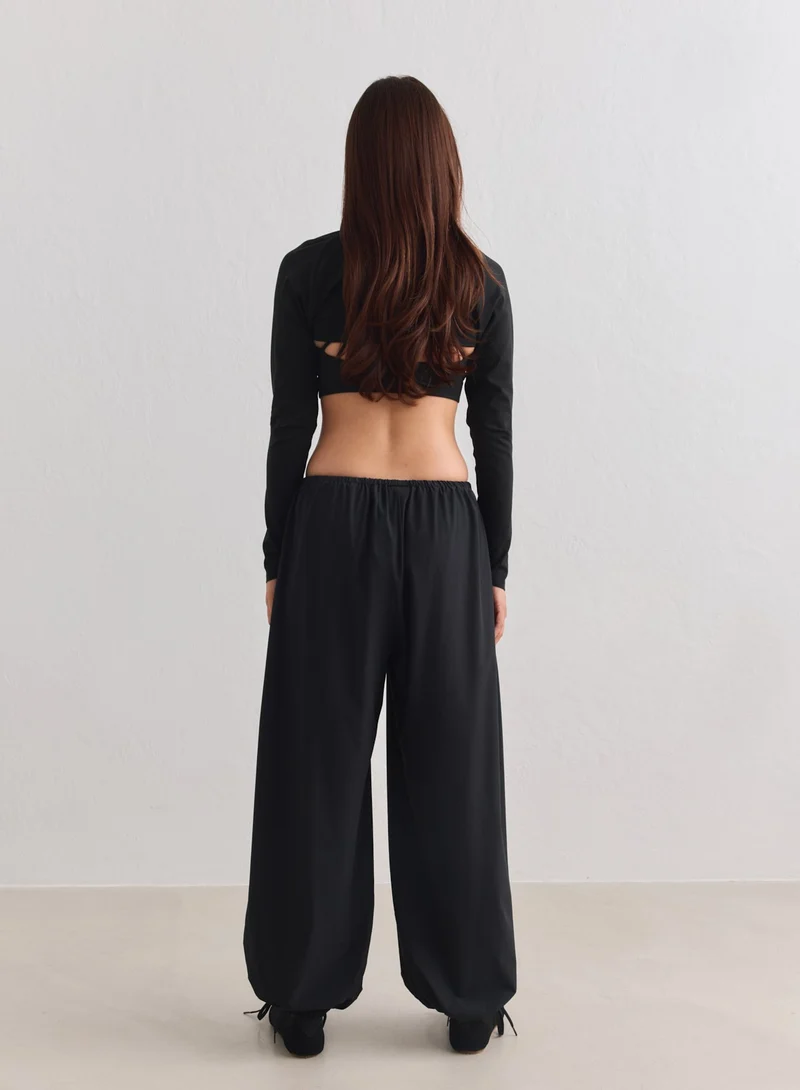 Black Windbreaker Balloon Pants