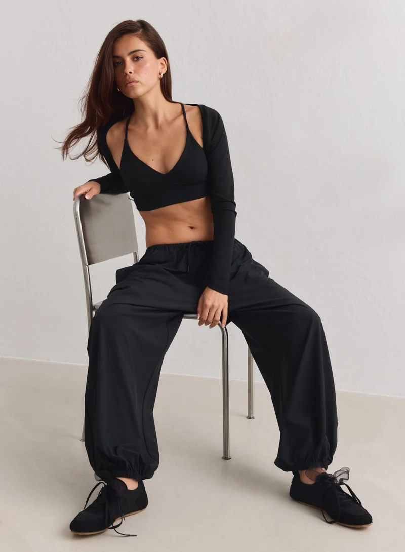 Black Windbreaker Balloon Pants