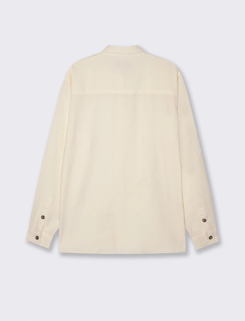 Camicia effetto lino soft fit elegante - Beige ecru