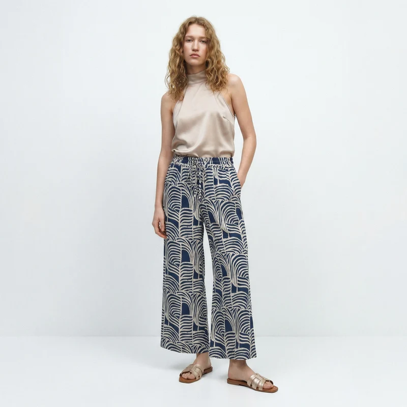 Pantaloni con Coulisse e Stampa - Blu