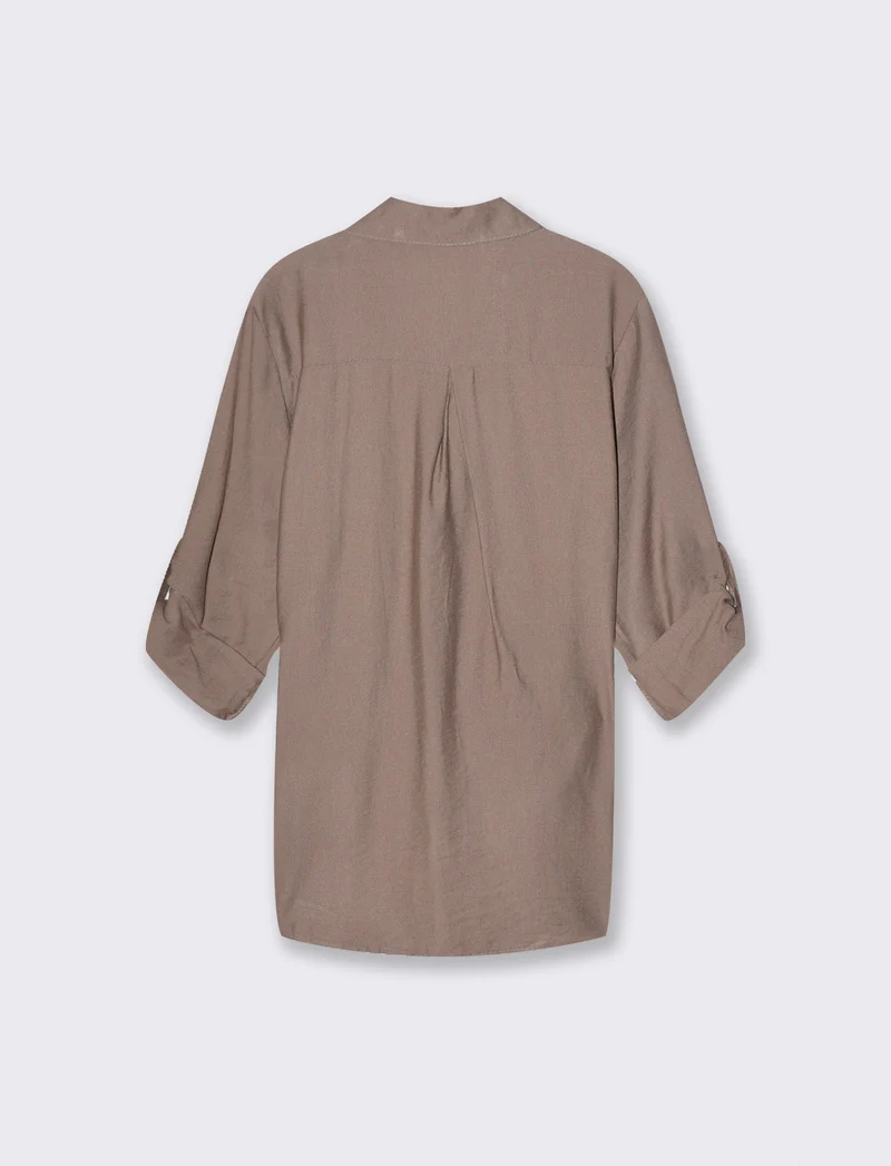 Camicia morbida a tre quarti - Grigio fango