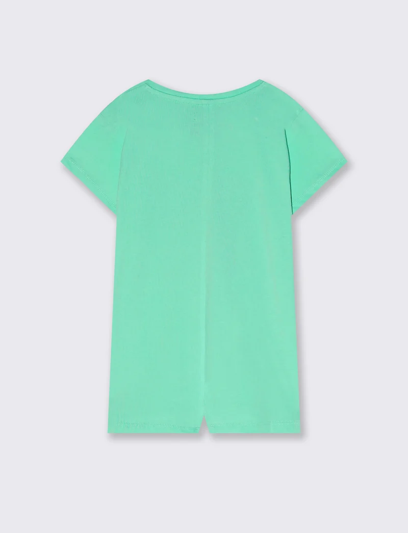 T-shirt mezza manica bambina con spacchetto - Verde acqua