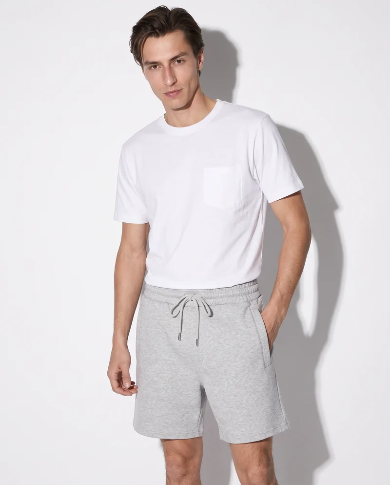 T-shirt basic girocollo con tasca - Bianco