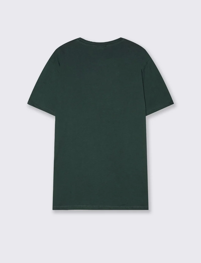 T-shirt girocollo in cotone regular fit - Verde scuro