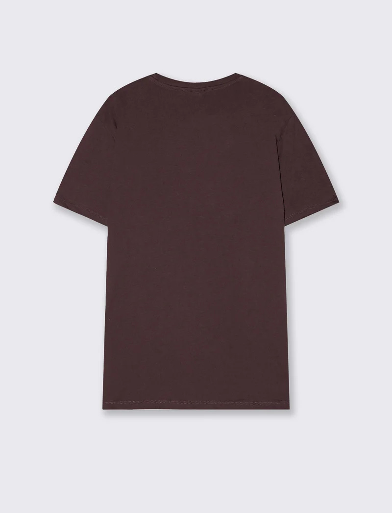 T-shirt girocollo in cotone regular fit - Bordeaux