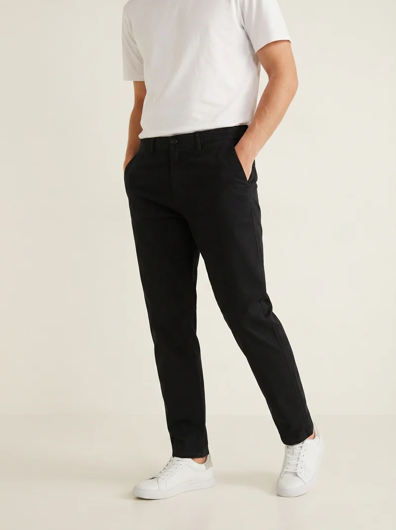Pantaloni Chino Regular Fit in Cotone - Nero