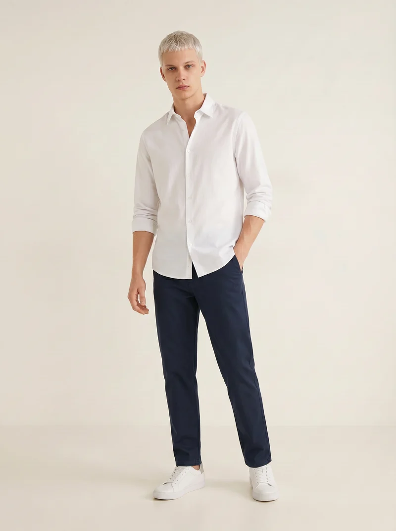 Pantaloni Chino Regular Fit in Cotone - Blu