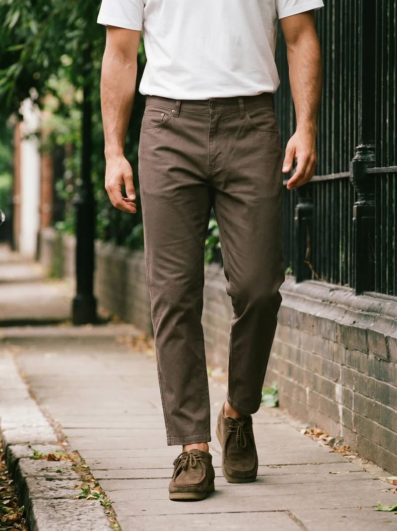 Pantaloni Regular Fit 5 Tasche Twill - Grigio fango