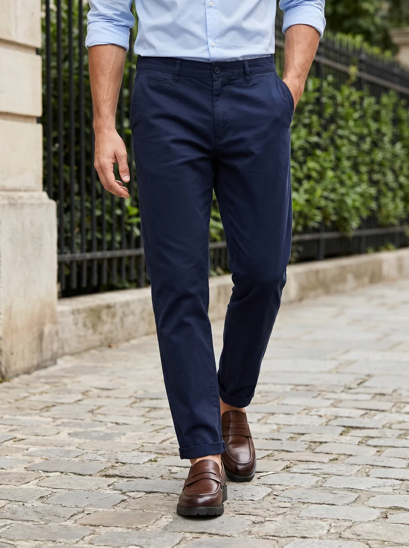 Pantaloni Regular Fit 5 Tasche Twill - Blu