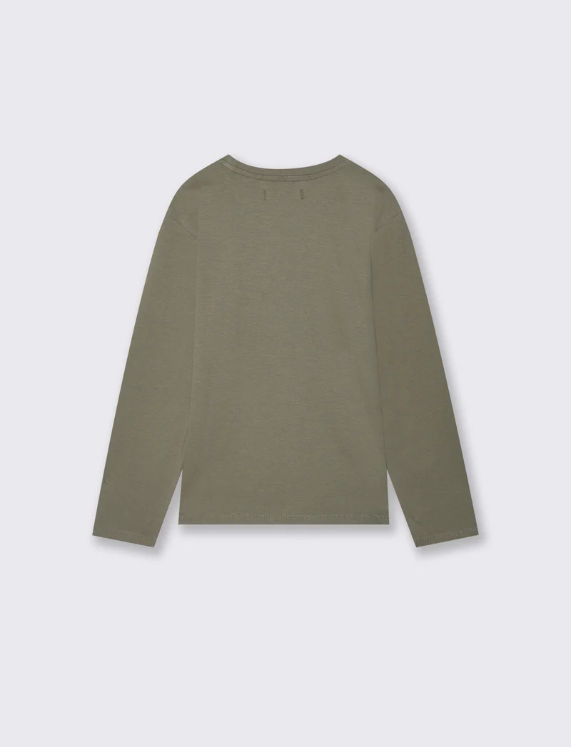 Felpa Basic con Cappuccio e Stampa - Verde militare